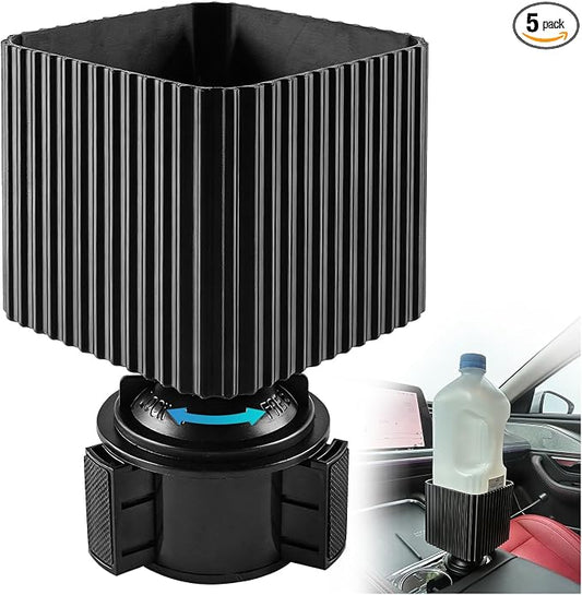Half-Gallon Car Cup Holder Expander Organizer with Adjustable Base | Anti-spill | 4.33"*4.33"*3.94" holds half-gallon iced tea |Dual storage drinks & small gear|2.56"-3.94" adjustable base
