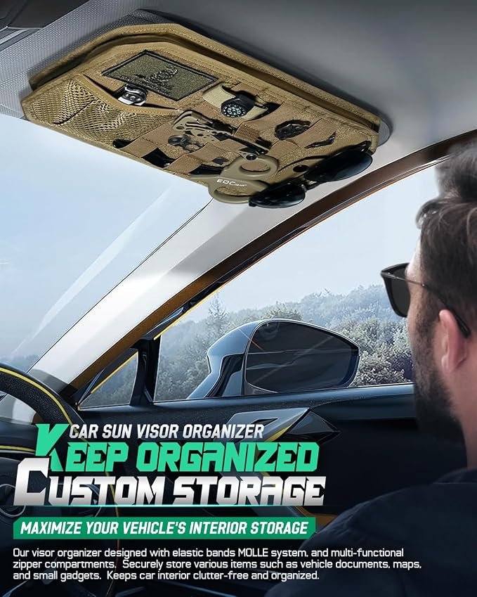 LIVANS Tactical Car Sun Visor Organizer, Fit Cars Trucks SUV Jeeps Patrols | Livans Tactical Car Sun Visor Organizer, Fit Cars Trucks Suv Jeeps Patrols
