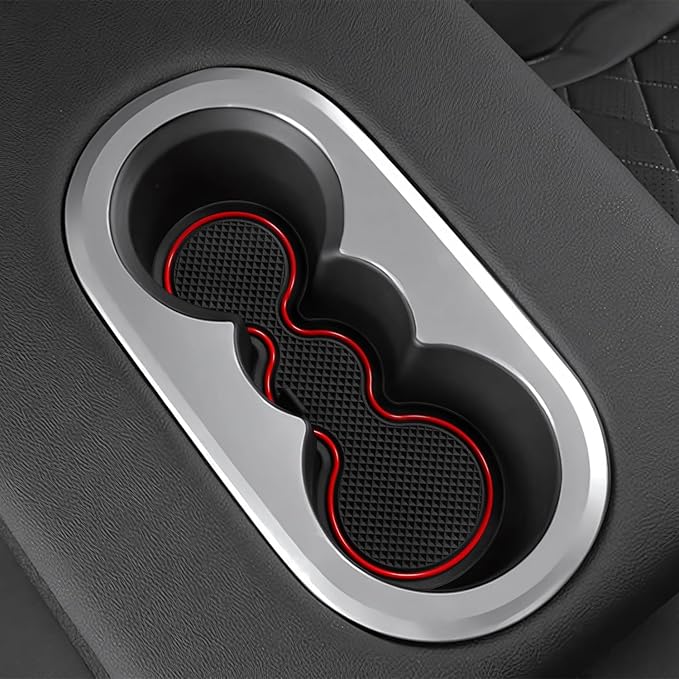 for Jetta Accessories 2026 2025 2024-2019 Cup Holder Protector Inserts Liners Mat Pad Anti Dust Coasters Non-Slip Mat Car Interior Decoration (Red Trim,4pcs/Set)