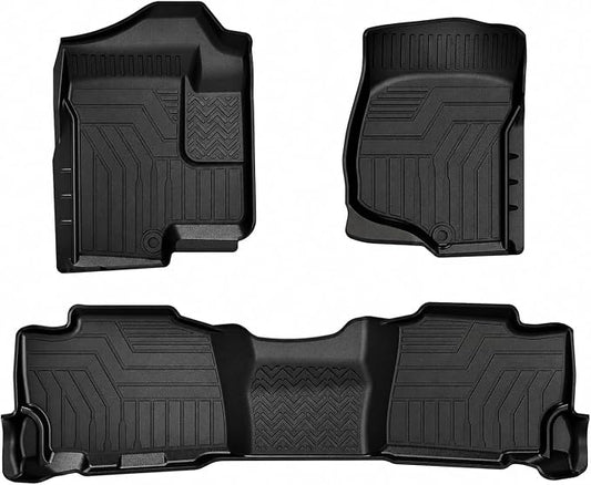T TGBROS Floor Mats Compatible with 2007–2014 Chevrolet Tahoe/GMC Yukon/Cadillac Escalade – All Weather TPE Floor Liners, Custom Fit for Front & 2nd Row 3PCS Set, Black