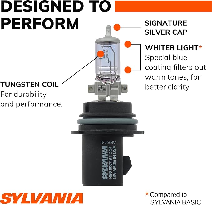 SYLVANIA - 9007 SilverStar - High Performance Halogen Headlight Bulb, High Beam, Low Beam and Fog Replacement Bulb, Brighter Down Road with Whiter Light (Contains 2 Bulbs)