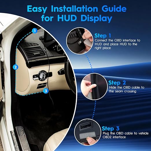 OBD2 Gauge Display, Heads Up Display for Cars, Gauge with OBD GPS Dual System, OBD2 Speedometer for Car with Water TEM, Volt, Mileage, Overspeed & Fatigue Driving Alarm, RPM, Works Great for Most Cars