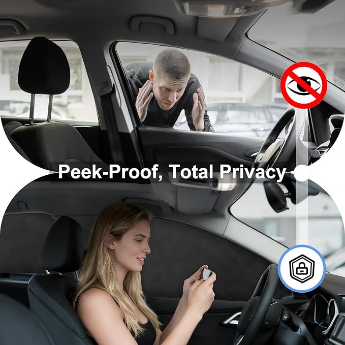 XCBYT Car Window Covers for Privacy, 100% Blackout Soft Suede | Magnetic Fits steel frames only. blocks 100% light to keep cars cool. Ideal for breastfeeding, baby naps, or car camping