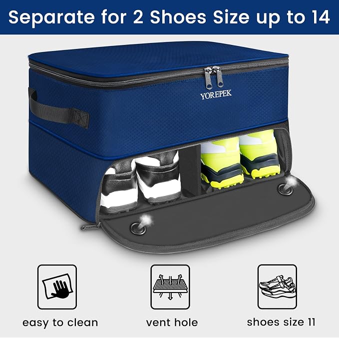 YOREPEK Golf Gifts for Men, 2 Layer Golf Trunk Organizer for 2 Pair Shoes | Waterproof Car Trunk Locker with Separate Ventilated Compartment for Balls, Tees, Clothes, Gloves, Birthday Gifts for Golfers