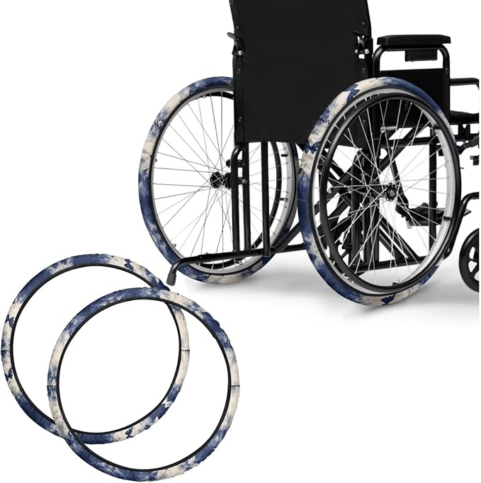 Tie Dye Butterfly Wheelchair Wheel Covers 2 Pack Wheelchair Tyre Covers Neoprene Wheel Cover for Transport Wheelchair Wheels, 24 Inch