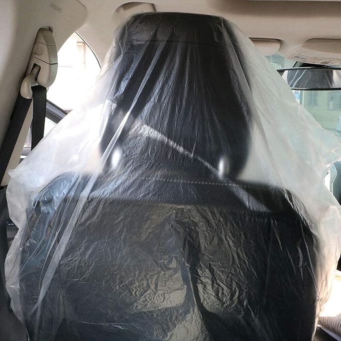 200 Pieces Disposable Seat Covers, Car Disposable Universal Plastic Seat Covers for Airplane Seats, Salon Chairs, Restaurant Seats, Bus Seats & More