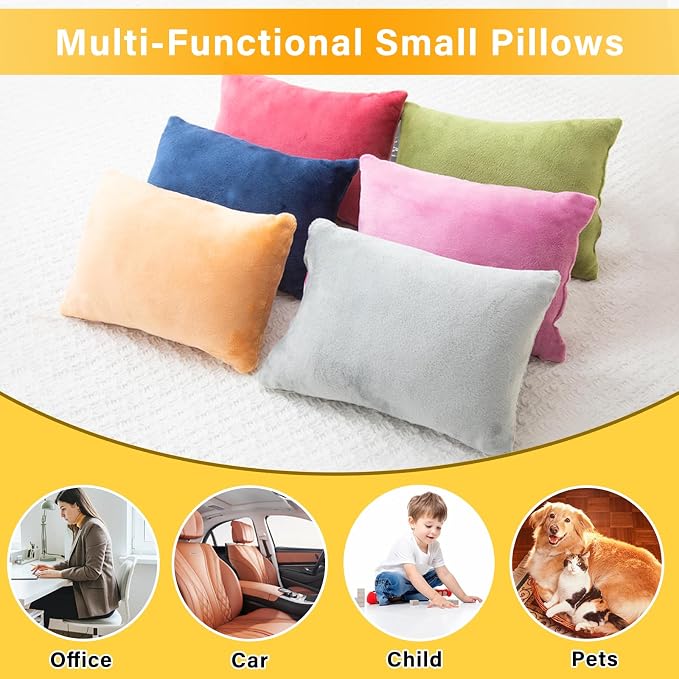 1 MIDDLE ONE 2 Pack Small Pillow, Memory Foam Mini Pillow 11 X 7 Inches for Travel, Sleeping, Nap and Neck, Knee, Lumbar Support, Tiny Cushion for Pet, Dogs (Red)