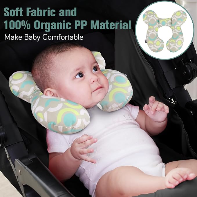 KAKIBLIN Baby Travel Pillow, Upgraded Baby Neck Pillows for Car Seat, Infant Neck Support Pillow for Head and Neck,Newborn Head Support for Car Seat,Pushchair
