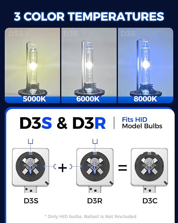 Marsauto D3S HID Bulbs, 8000K Cold White Xenon Bulb, 66340 42403 42302 for HID Replace, Plug and Play, Pack of 2