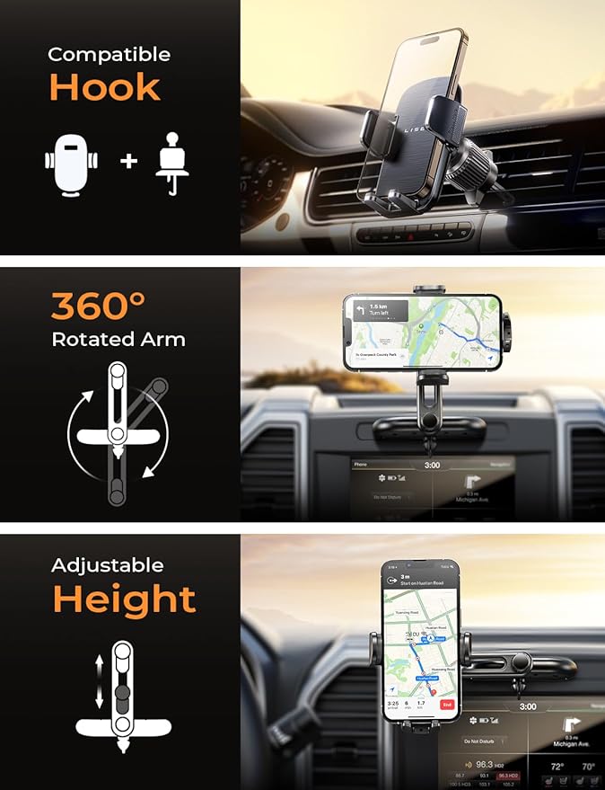 LISEN CD Phone Holder for Car Phone Holder Mount | Protect Your Car Interior Sturdy Car Phone Holder Mount Holds Your Phone Securely Even on Bumpy Road