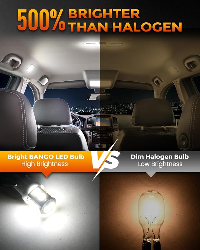BANGO 24-Piece Interior Car Lights LED Bulb Kit, Non-Polarity Design with Removal Tool for Car Dome Map License Plate Door Trunk, Fits 194 T10 DE3175 578 - White