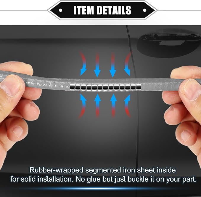 Car Door Edge Guard, 16.4ft U Shape Rubber Edge Trim Seal Strip Protector Universal for Car Truck ATV Boat Multifunctional No Glue PVC Iron Gray
