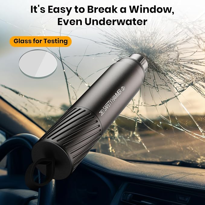 Window Breaker and Seatbelt Cutter Under Water - Car Escape & Emergency Preparedness Tool, Essential 2-in-1 Car Safety Glass Breaker, Car Accessories for Men and Women(3 Pack)