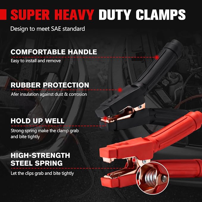 FIERYRED 0 Gauge 30 FT Quick Connect Jumper Cables, 1200A Heavy Duty Booster Cables with Travel Bag, Heavy Duty Battery Jumper Cable for Truck, Diesel Trucks, SUV and Car