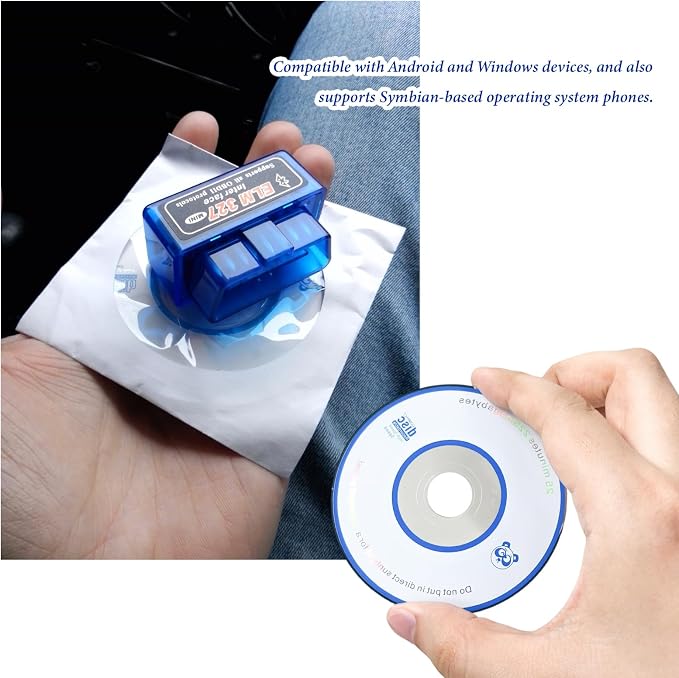 ELM327 OBDII Car Auto Diagnostic Scanner, Professional ELM327 Bluetooth Failure Detector Scan Diagnostic Tool, Mini Wireless OBD2 Engine Fault Code Reader for Android Windows