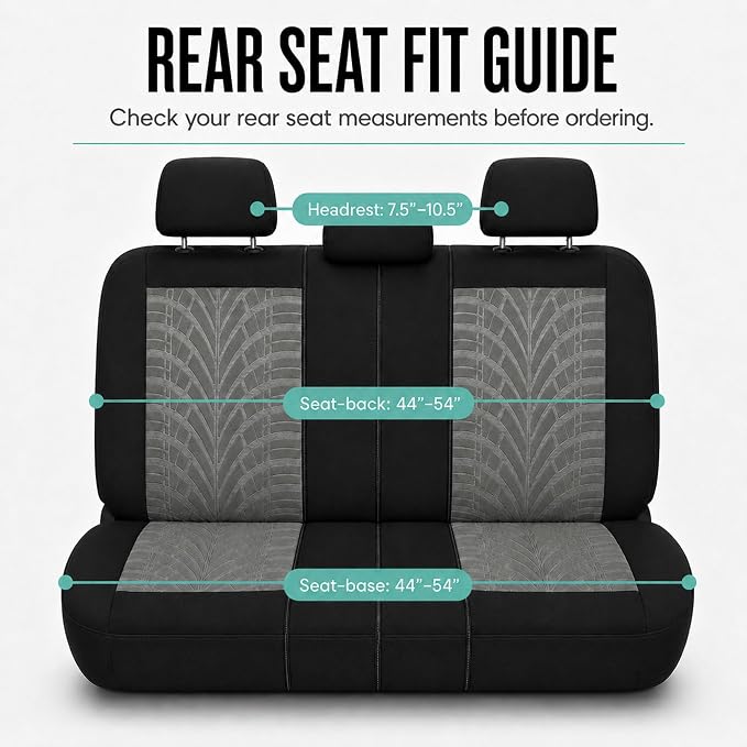 FH Group Rear Set Travel Master Car Seat Covers - Universal Fit, Split Bench Rear Seat, Washable, for SUV, Sedan, Gray