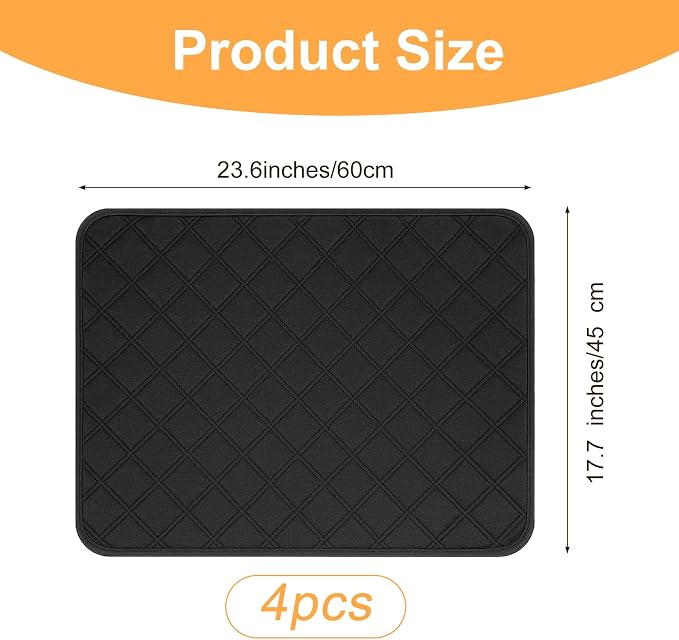 Dimeho 4 PCS Waterproof Chair Pads Reusable Seat Protector Pads Black Washable Seat Cover Non-Slip Absorbent Pee Cover for Incontinence Bed Wheelchair Adults Kids 23.6" x 17.7"