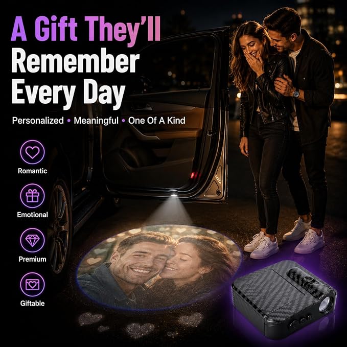 Custom Car Door Lights Logo Projector, Personalized Text Puddle Lights | Customized Photo Car Door Step Courtesy Welcome Lights, Rechargeable Wireless Car Door Lights Interior