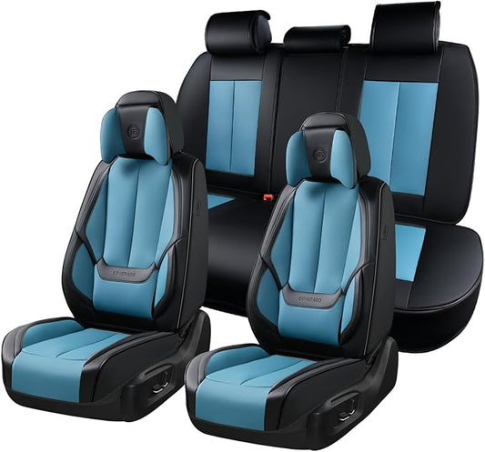 Coverado Car Seat Covers, Seat Covers for Cars, Waterproof Leather Auto Seat Protectors, Leather Car Seat Cushion, Car Interiors Accessories Universal Fit for Most Cars