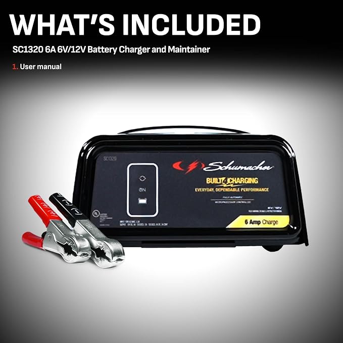 Schumacher Electric Battery Charger and Maintainer, SC1320, 3-in-1, Fully Automatic, 6 Amps, 6 Volt, 12 Volt, for Car, SUV, Truck, and Marine Batteries (Pack of 2)