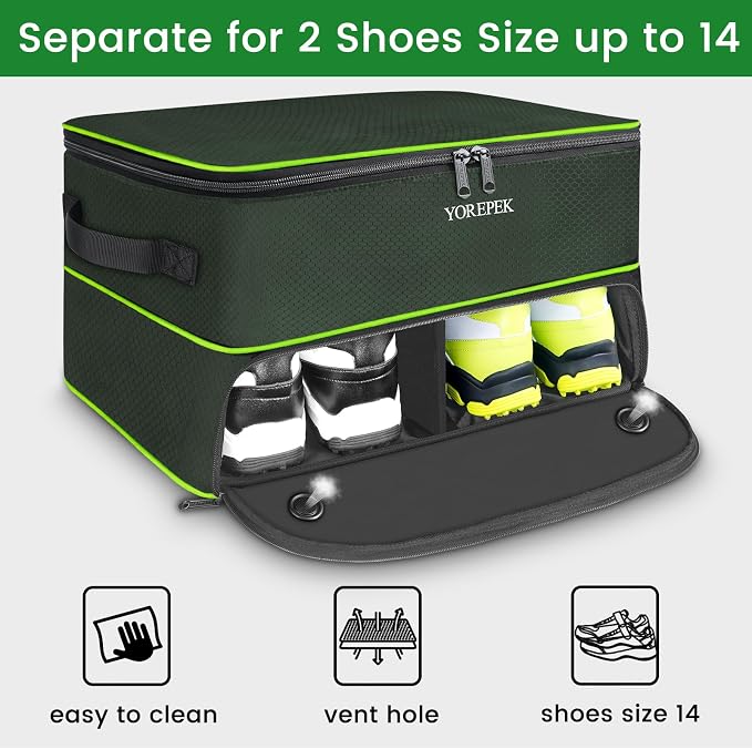 YOREPEK Golf Gifts for Men, 2 Layer Golf Trunk Organizer for 2 Pair Shoes | Waterproof Car Trunk Locker with Separate Ventilated Compartment for Balls, Tees, Clothes, Gloves, Birthday Gifts for Golfers
