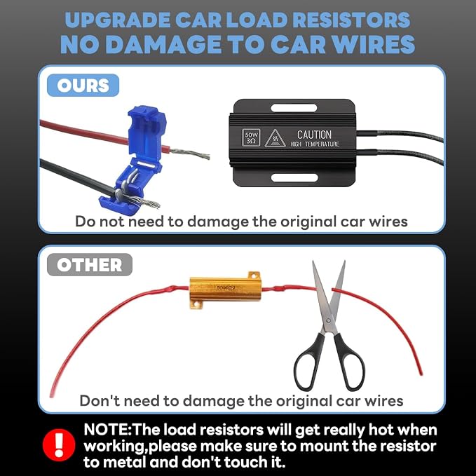 Led Resistor - Car Load Resistors 2 Pcs 50W 30hm Load Resistors - Fix LED Bulb Fast Hyper Flash Turn Signal Blink Error Code