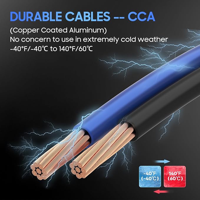 Heavy Duty Jumper Cables, 4 Gauge 20 Feet 600Amp Automotive Booster Cables for 12V & 24V Cars, SUVs and Trucks, Jumper Cables Kit (4AWG x 20Ft)