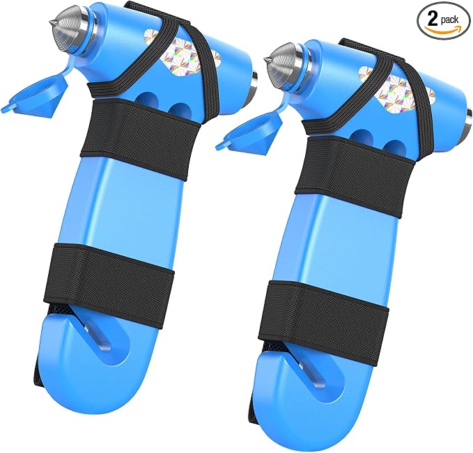 Car Safety Hammer, 3-in-1 Emergency Escape Tool with Window Breaker and Seat Belt Cutter, 2 Pack Safety Emergency Car Escape Tool for Car, Office, Home