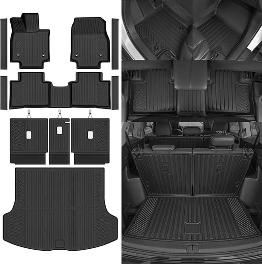 Custom Fit Floor Mats for 2023-2026 Lexus RX RX350/RX350H/RX500h | (NOT for RX450h+ PHEV)All Weather TPE Floor Liners & Trunk Mat & Backrest Mats & Door Sill Guard | Full Set Accessories