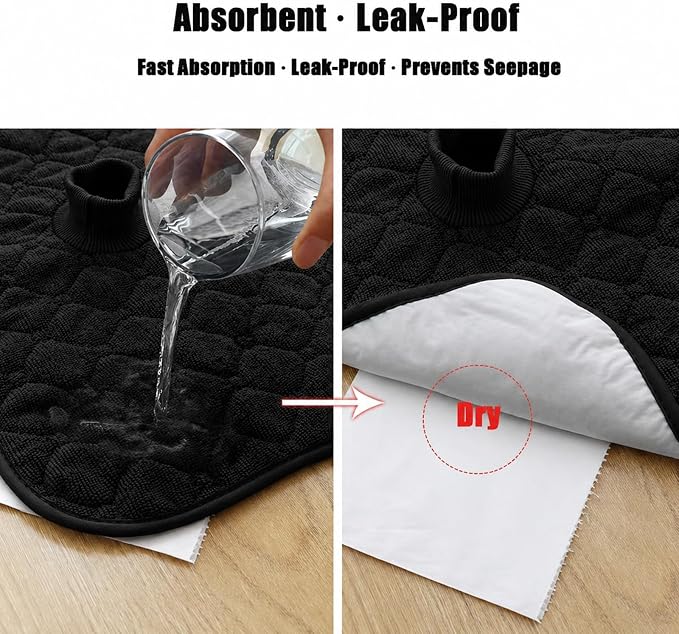 PandaEar 2 Pack Infant Car Seat Protector for Potty Training, Waterproof Piddle Pads Cover Car Seat & Stroller Protector for Babies & Toddlers, Machine Washable, Non-Slip Backing (Black)