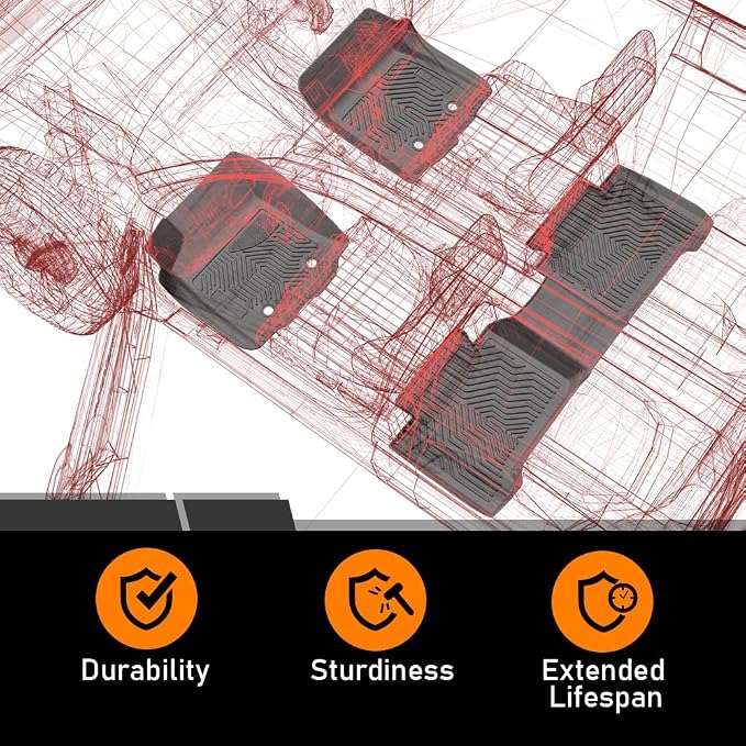 G-PLUS Floor Mats Compatible with Toyota 4Runner 1996-2002,Gray | All Weather Protection,Non-Slip,Custom Fit Floor Cargo Liner,TPE Full Coverage,1st & 2nd Row,Black,3PCS