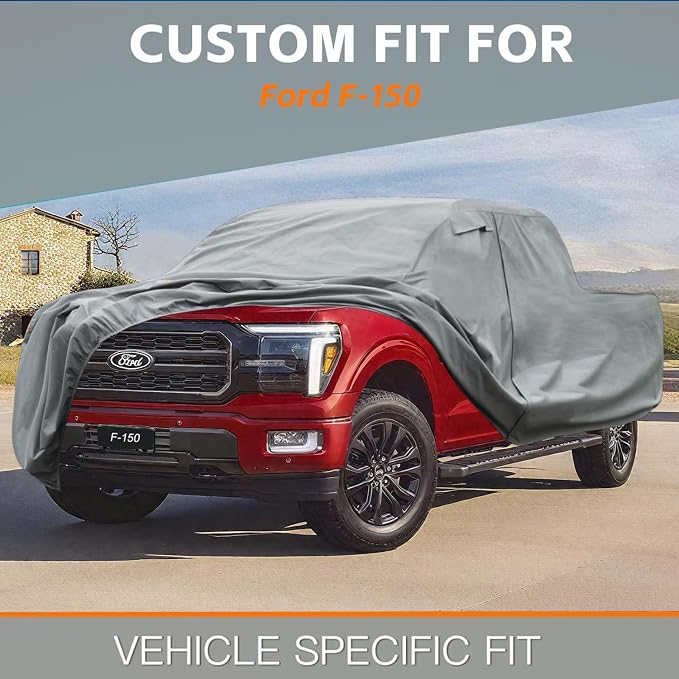 Kayme Heavy Duty Truck Cover Custom Fit Ford F-150(2008-2025) SuperCab, SuperCrew, Extended Cab, Crew Cab SB Short Bed. Waterproof All Weather for Pickup, Full Exterior Covers Sun Rain UV Protection.