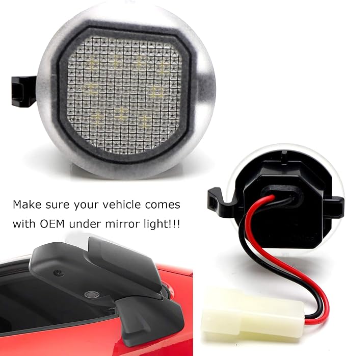 iJDMTOY White 18-SMD Full LED Under Side Mirror Puddle Lights Compatible With 2019-up Chevrolet Silverado Suburban/Tahoe, GMC Sierra Yukon, Cadillac Escalade, etc