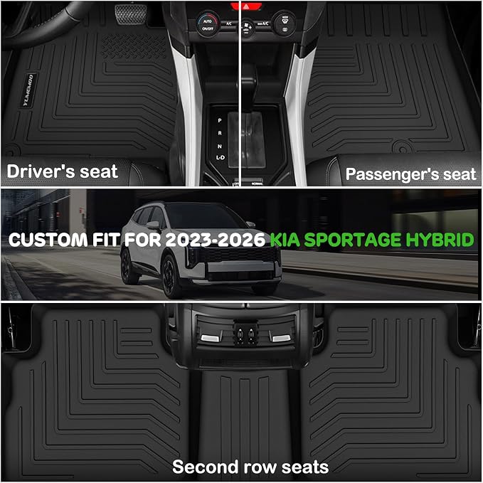 Floor Mats for 2023-2026 Kia Sportage Hybrid Upgrade Trunk Mat with Backrest Mat All Weather TPE Floor Liners Fit for Sportage 2026 Anti-Slip Full Set Car Accessories(Not Fit PHEV)
