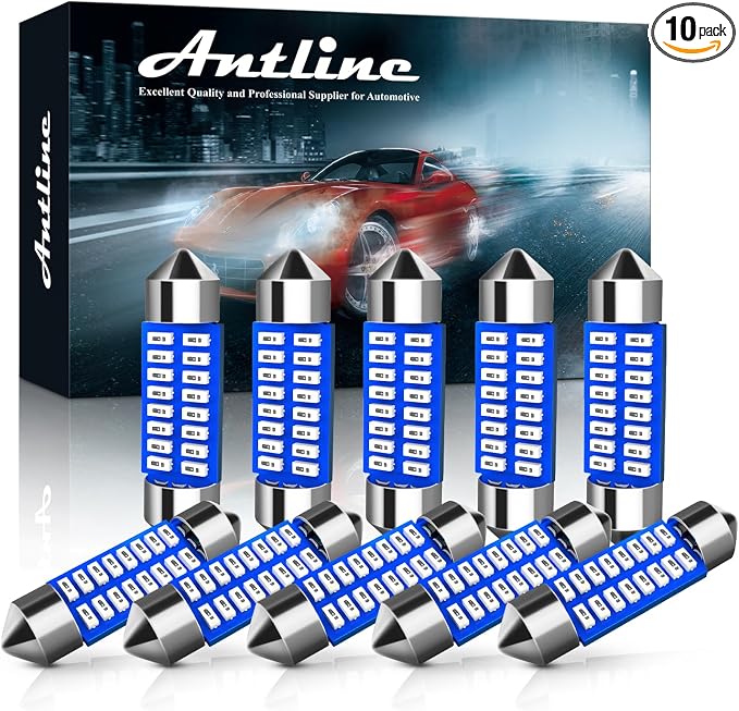 Antline 6418 6411 DE3425 C5W DE3423 36MM 1.42”LED Bulb Blue, Super Bright Canbus Error Free 12 Volt Replacements for Interior Dome Map Vanity Mirror Sun Visor Lights (Pack of 10)