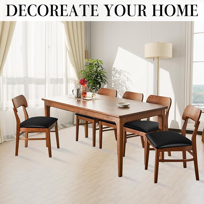 Pu Leather Dining Chair Seat Covers Set of 2, Waterproof Kitchen Chair Covers Stretch Chair Cover for Kitchen/Dining Room/Hotel, Tasteless seat Covers for Chairs (Black - 2 PCS)