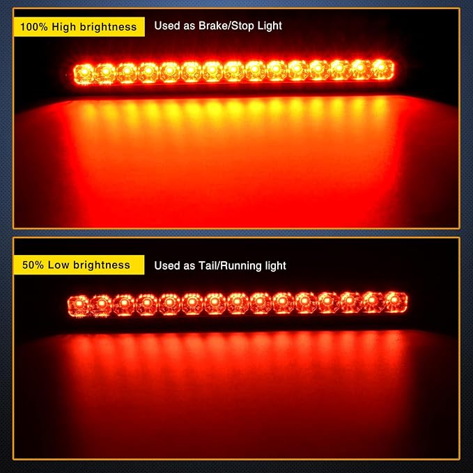 Nilight Trailer Light Bar 2PCS 10" 15 LED Red Park Stop Turn Tail Lights | IP67 Waterproof Marker ID Clearance Strip For Truck Golf Cart Pickups Boats