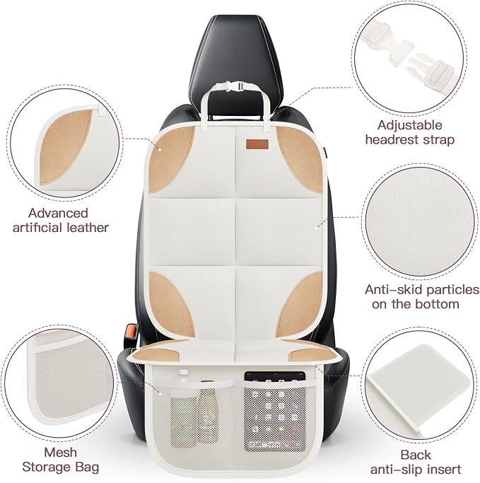 SMART ELF 2 Pack in Gift Box Car Seat Protector, Seat Cover with Mesh Storage Pockets, Non-Slip Backing, Protective Car Seat Mat for Sedan SUV Truck