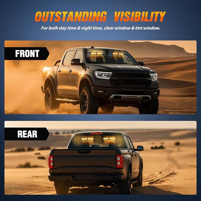 Nilight 40LED Amber Emergency Strobe Traffic Advisor Light Bar with Suction Cups Dash Safety Warning Hazard Flashing Lights Interior Front/Rear Windshield for Trucks Construction Vehicles