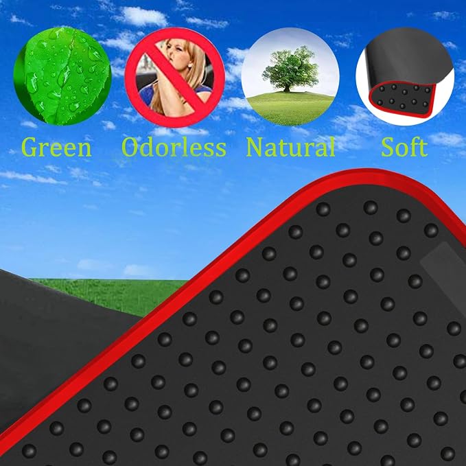 Car Floor Mats Custom Fit for Mini Cooper Mini Cooper Gen2 Hardtop R56, Clubman R55, Convertible R57 Black Red Rubber All Weather Protection Auto Floor Liners(Set of 2 Front Mats)