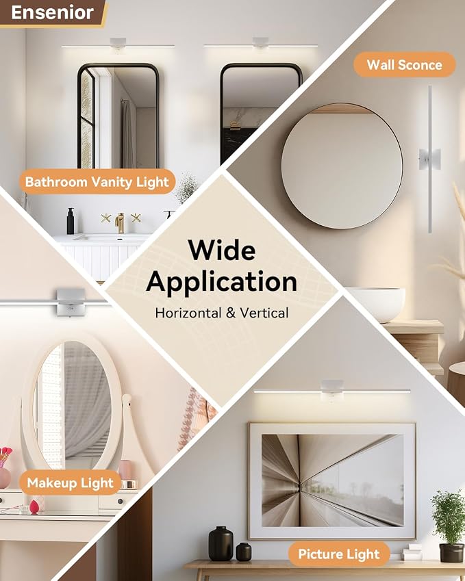 Ensenior Modern Bathroom Vanity Light 32 inch, Built-in Dimmer, 18.5W Dimmable 5CCT Led Bath Lights, Baked-on Matte Grey Vanity Lights for Bathroom Mirror Cabinets Bedroom-FCC & ETL Certificated