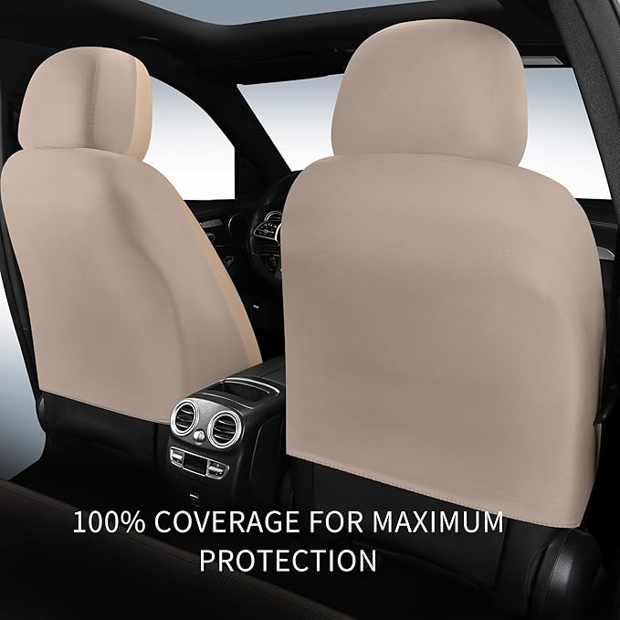 HChengkikz Car Seat Cover, Waterproof Faux Leather (Beige) | Car Seat Protectors, Quilting, Easy to install, Airbag Compatible, Universal Fit for Most Suvs, Trucks, SUVs