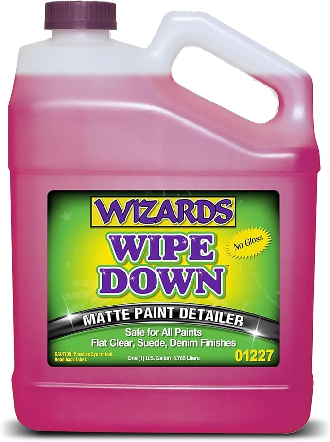 Wizards - Wipe Down Quick Detailer Spray, Matte Finish Car Polish, Automotive Clear Coat for Flat Clear, Suede, Denim Finishes, Car Care Kit Essential for General Finishes, 1 Gallon