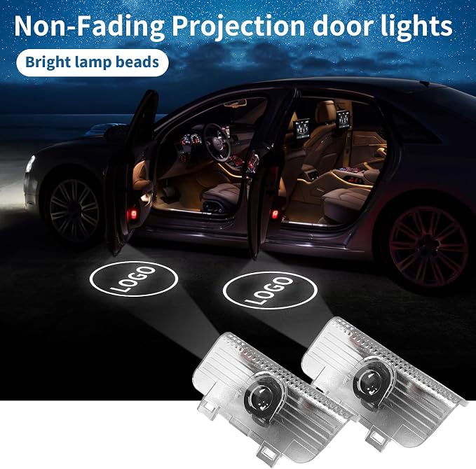 Non-Fading Car Door LED Logo Projector Welcome Lamp Door Light Puddle Lights Kit Compatible with Accessories Accord 2003-2022 (White Classic, New Accord/Spirior/Odyssey/Elysion/CR-Z)