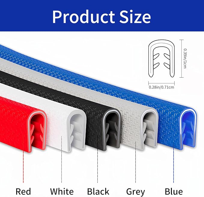 Car Door Edge Guards, 16Ft Rubber Seal Car Door Edge Trim, U Shape Door Edge Protector Guard, Aluminum Weather Proofing Automotive Door Edge Molding, Protection for Most Cars (Black)