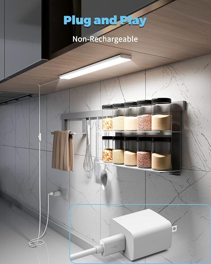 ASOKO 16Inch Under Cabinet LED Workbench Light Plug in Dimmable 6000K | ASOKO 16" Under Cabinet LED Light, Dimmable 700LM 6000K Plug in Workbench Desk Light with Memory, Kitchen Sink