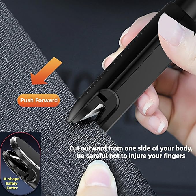Window Breaker Seatbelt Cutter,2 in 1 Car Safehammer Window Punch Emergency Escape Tool,Safety Hammer Glass Breaker Seat Belt Cutter Underwater for Automotive (1, Black)