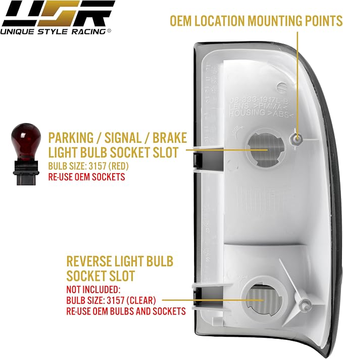 USR 97-04 Dakota PickUp Tail Light – Rear Tail Lamps (Left + Right) Pair - Compatible with 1997-2004 Dodge Dakota Pick Up Truck All Models/Trims (SMOKE TAIL LIGHTS/PLUG AND PLAY READY)
