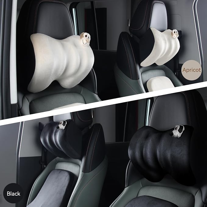 1Pack White Car Headrest Memory Foam Neck Pillow 11.8 X 7.8” Soft and Comfortable Seat Head Pillow Cushion Features Adjustable Straps for Most Sedans, SUVs, Home, and Office Settings