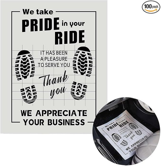 100Pcs Paper Floor Mats for Cars, Disposable White Automotive Floor Mats Kraft Paper, Waterproof Car Foot Pads Protective Papers, Thank You Mats for Car Detailing, Auto Dealership (20" x 16")